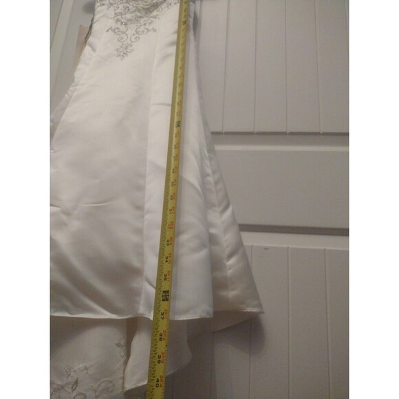 Alfred Angelo Ivory & Plum Embroidery Beaded High Low Flower Girl Formal Dress 6 - Picture 9 of 10
